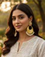 Golden pearl stylish earrings