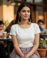 Peacock multicolor western earrings