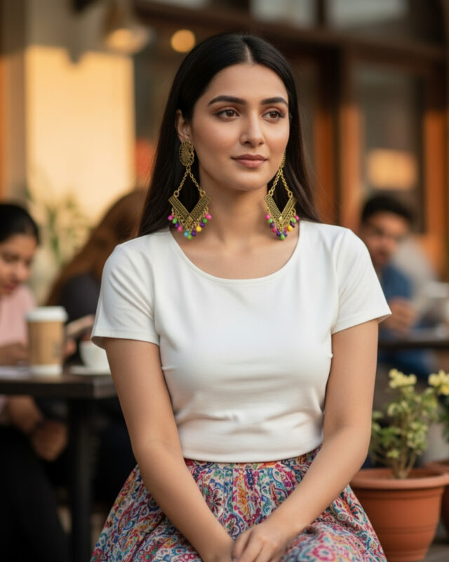 Peacock multicolor western earrings