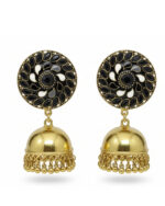 Golden circular jhumki earrings