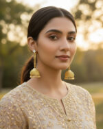 Western leaf long jhumki earrings