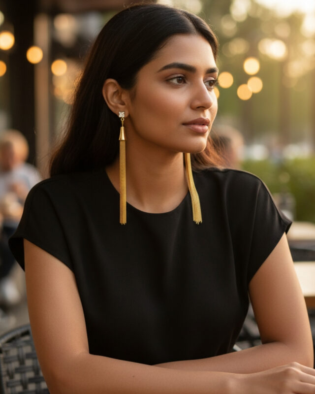 Korean style gold hanging earrings