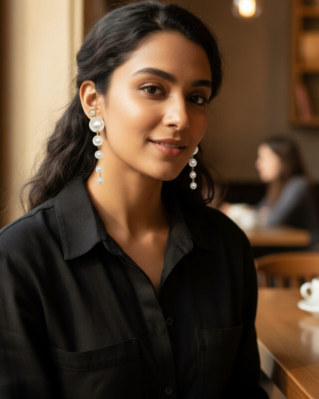 Korean pearl drop earrings