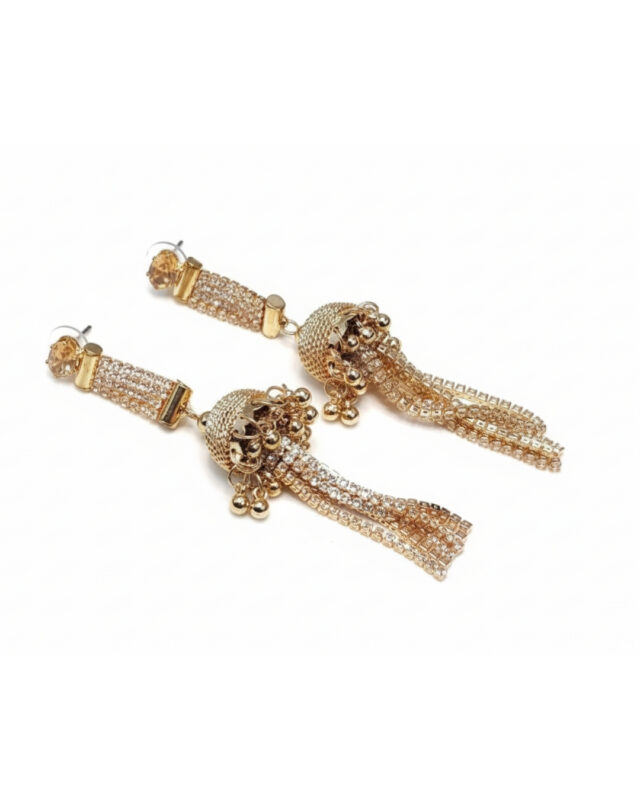 Golden pearl hanging jhumki earrings