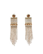 Golden square pearl jhumki earrings