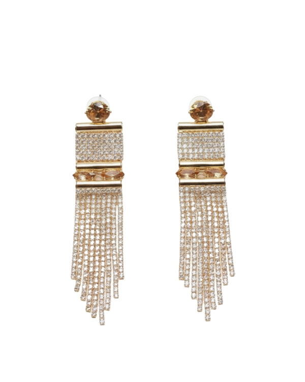 Golden square pearl jhumki earrings