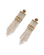 Golden square pearl jhumki earrings