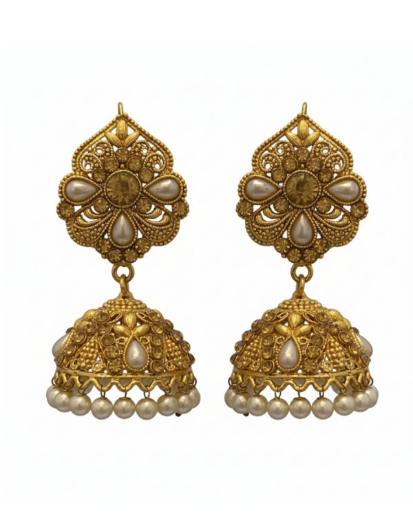 Ethnic golden jhumki earrings