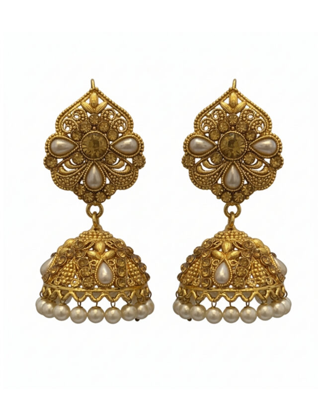 Ethnic golden jhumki earrings