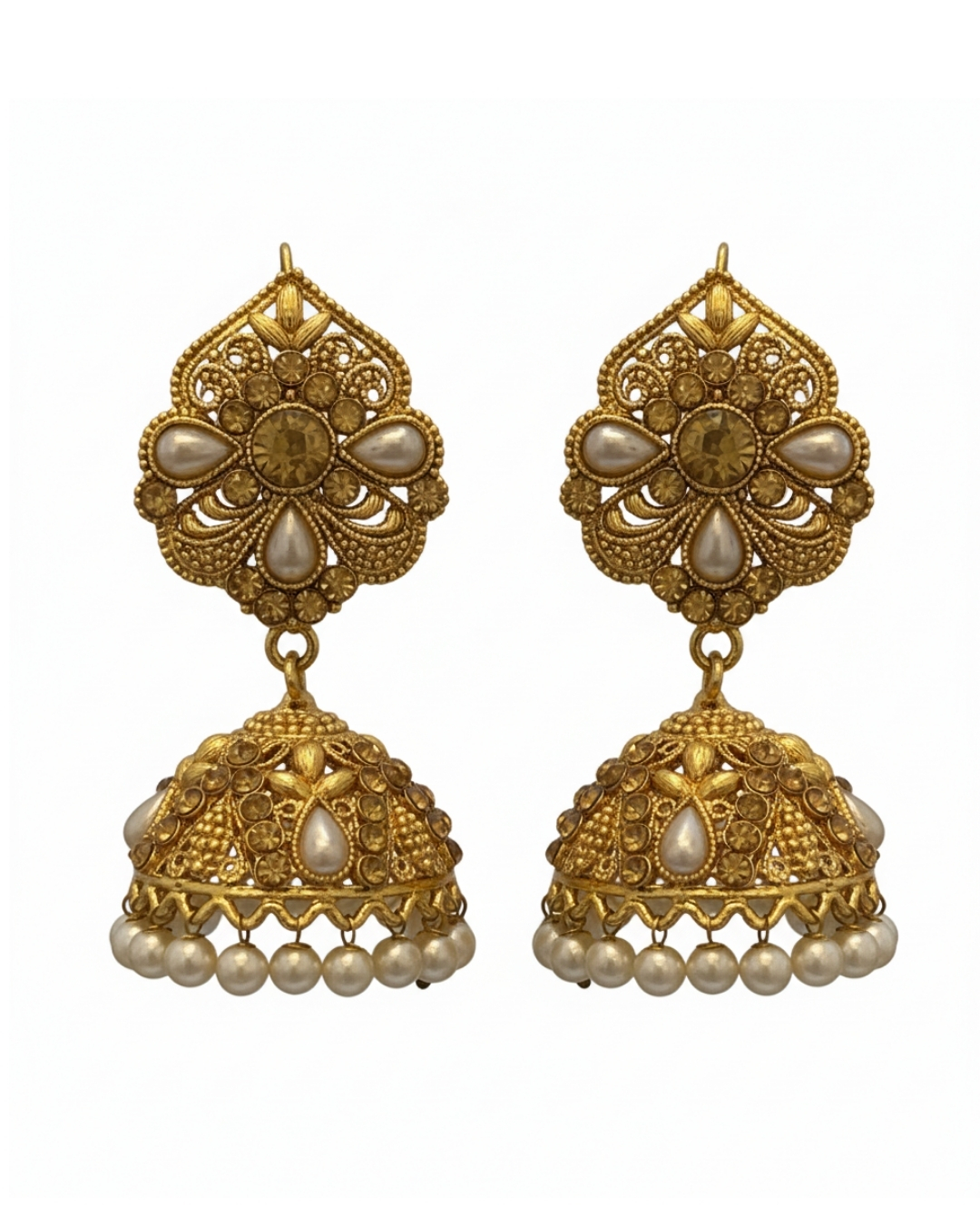 BT-J2-207b Ethnic golden jhumki earrings