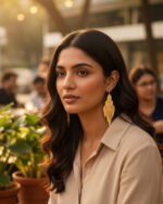 Stylish drop leaf western earrings with sleek modern design