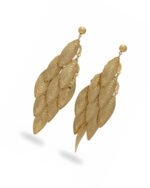 "Elegant pattern leaf western earrings with modern leaf motif design"