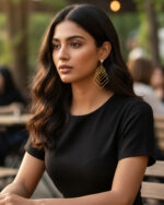 Hanging square western earrings with modern geometric design