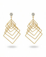Hanging square western earrings with modern geometric design