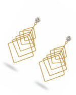 Hanging square western earrings with modern geometric design