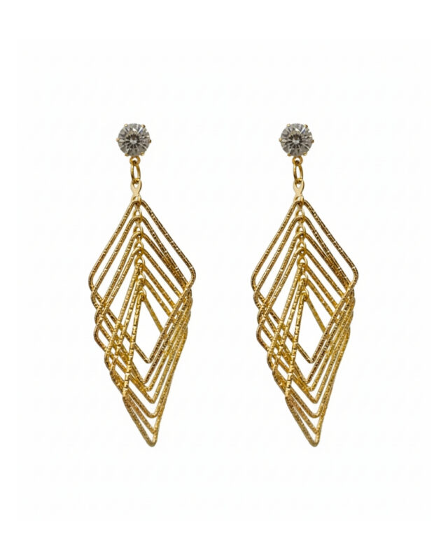 Multi layer triangular western earrings with bold geometric design