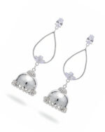 Silver pear drop Korean style jhumki with elegant modern design