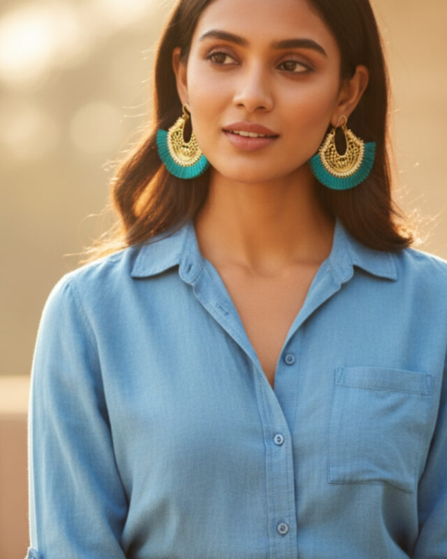 Korean style thread bali earrings with sleek minimal loop design