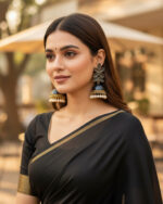 Matte shiny leaf jhumki earrings