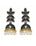 Matte shiny leaf jhumki earrings