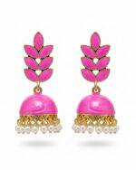 Matte shiny leaf jhumki earrings