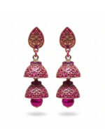 Pink western jhumki earrings with modern traditional fusion design
