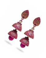 Pink western jhumki earrings with modern traditional fusion design