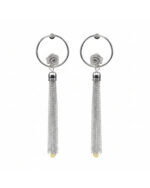 Flower circle hanging silver earrings with delicate floral design