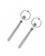 Flower circle hanging silver earrings with delicate floral design