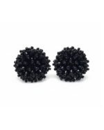 Black and silver stone sunflower earrings with elegant floral design