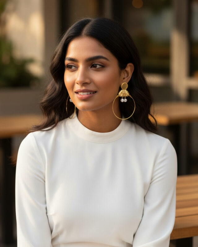 Gold butterfly round earrings with delicate butterfly motif design