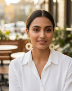 Matte white hanging earrings with sleek minimalist design