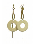 Matte white hanging earrings with sleek minimalist design