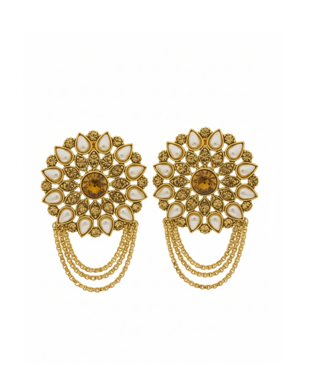 BT-J2-246b Blooming ethnic floral studs with intricate traditional design