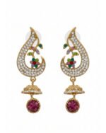Half pear earrings with sparkling pink stone embellishments in a modern design