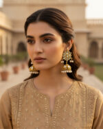 Kundan flower jhumki with traditional floral design and intricate detailing