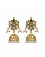 Kundan flower jhumki with traditional floral design and intricate detailing
