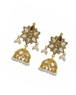 Kundan flower jhumki with traditional floral design and intricate detailing