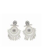 Double layer white moti earrings with elegant traditional design