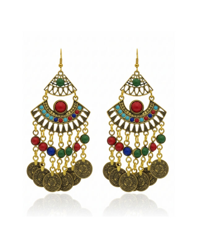 Multi-color hanging boho western earrings with vibrant and trendy design