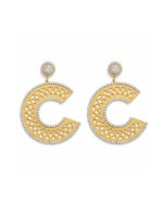 C-shaped earrings with sparkling stone pattern in a modern design