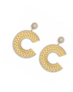 C-shaped earrings with sparkling stone pattern in a modern design
