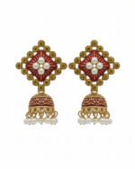 Pink pattern stones jhumki with elegant traditional design