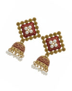 Pink pattern stones jhumki with elegant traditional design