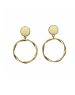 Beige stone twisted earrings with modern elegant design