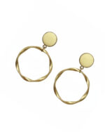 Beige stone twisted earrings with modern elegant design