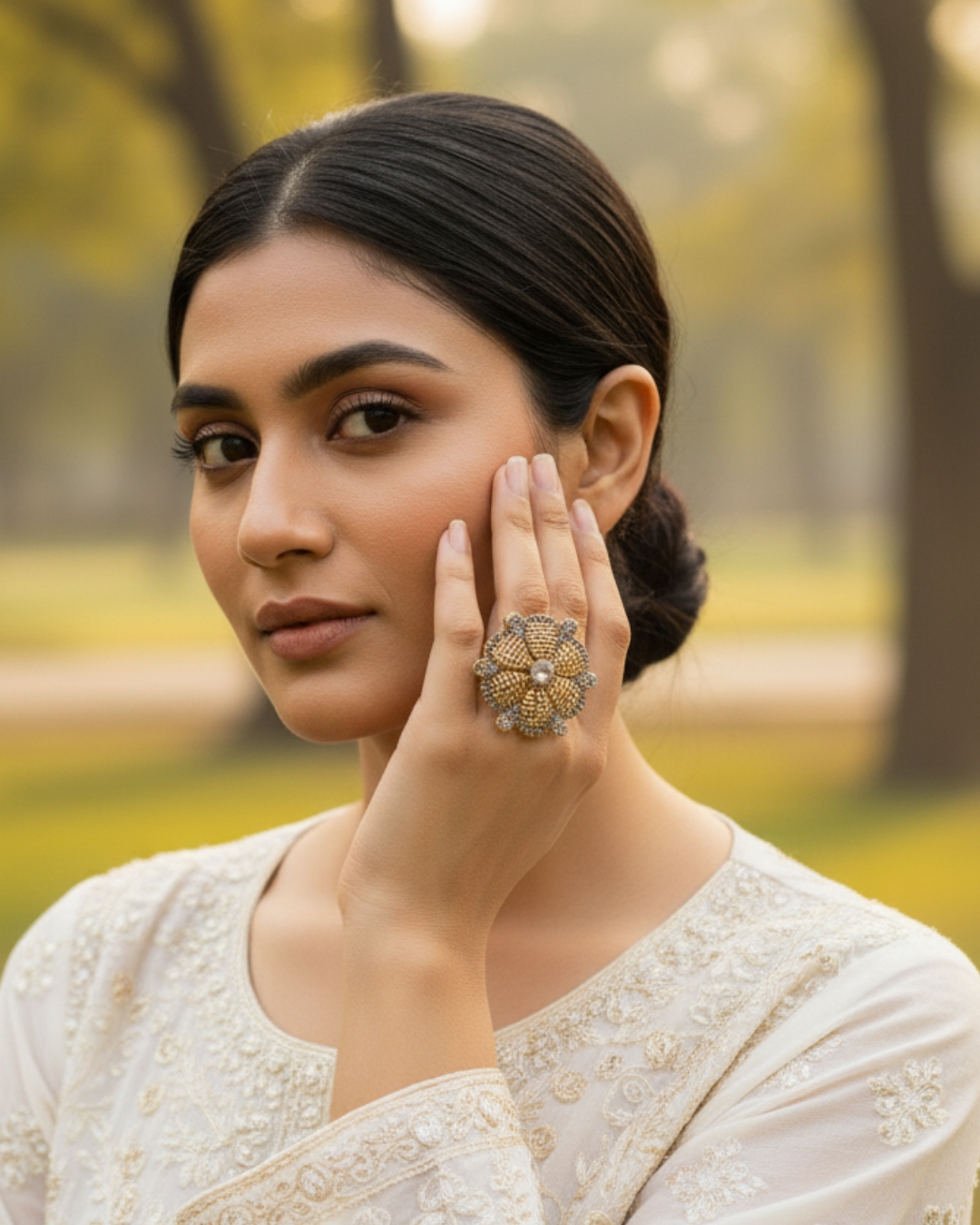 Sunflower metallic fashion ring