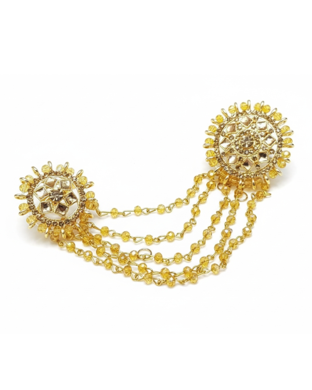 Kundan 2 in 1 ring with pearl chains