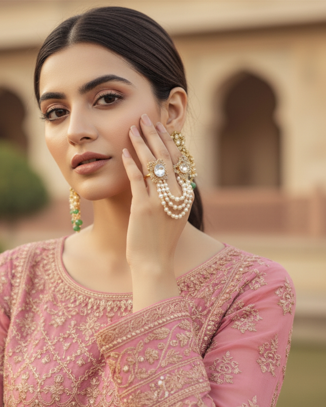 Dual-tone silver and gold 2-in-1 pearl ring with elegant pearl centerpiece