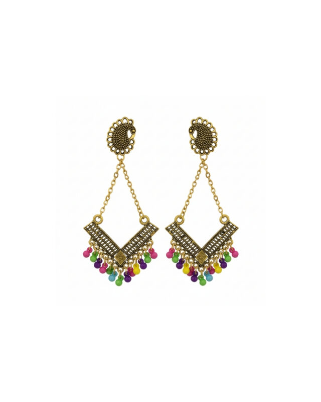Peacock multicolor western earrings